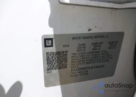 2018 Chevrolet Malibu 1Ls из США, поврежденный, VIN 1G1ZB5ST5JF184350